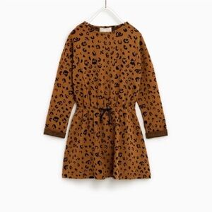 Zara Kids Long Sleeve Leopard Print Dress size 7